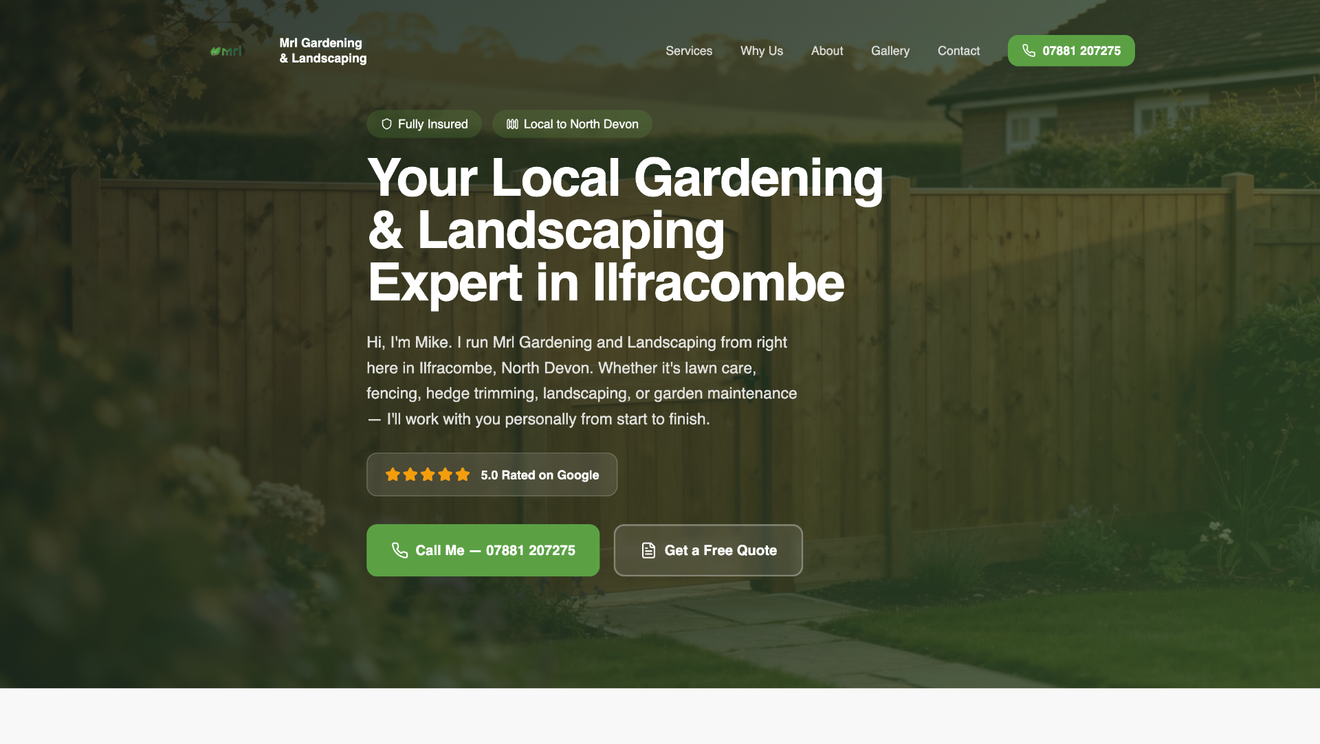 Website built for MRL Gardening & Landscaping
