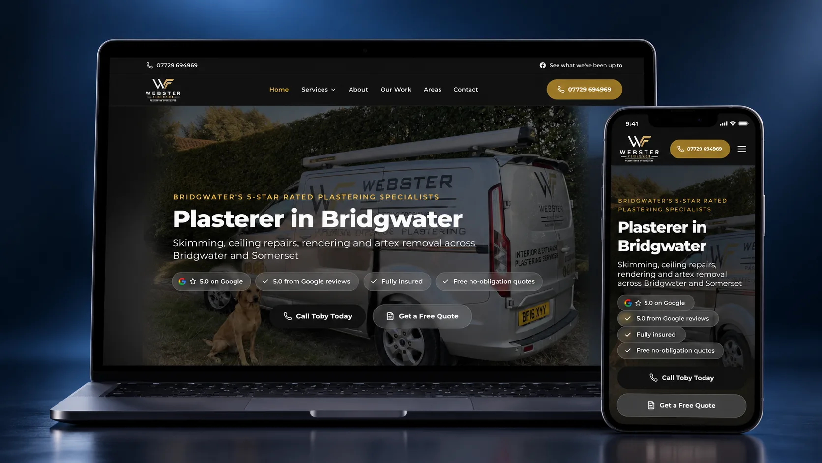 Webster Finishes website, plasterer in Bridgwater, Somerset