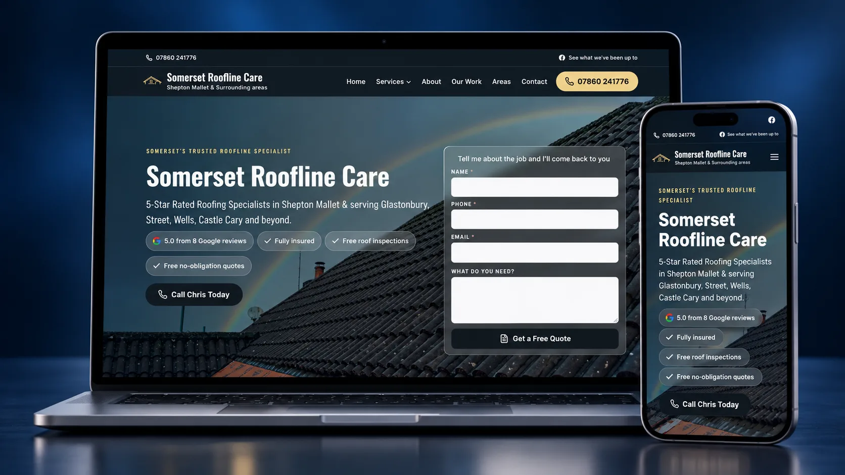 Somerset Roofline Care website, roofer in Shepton Mallet, Somerset