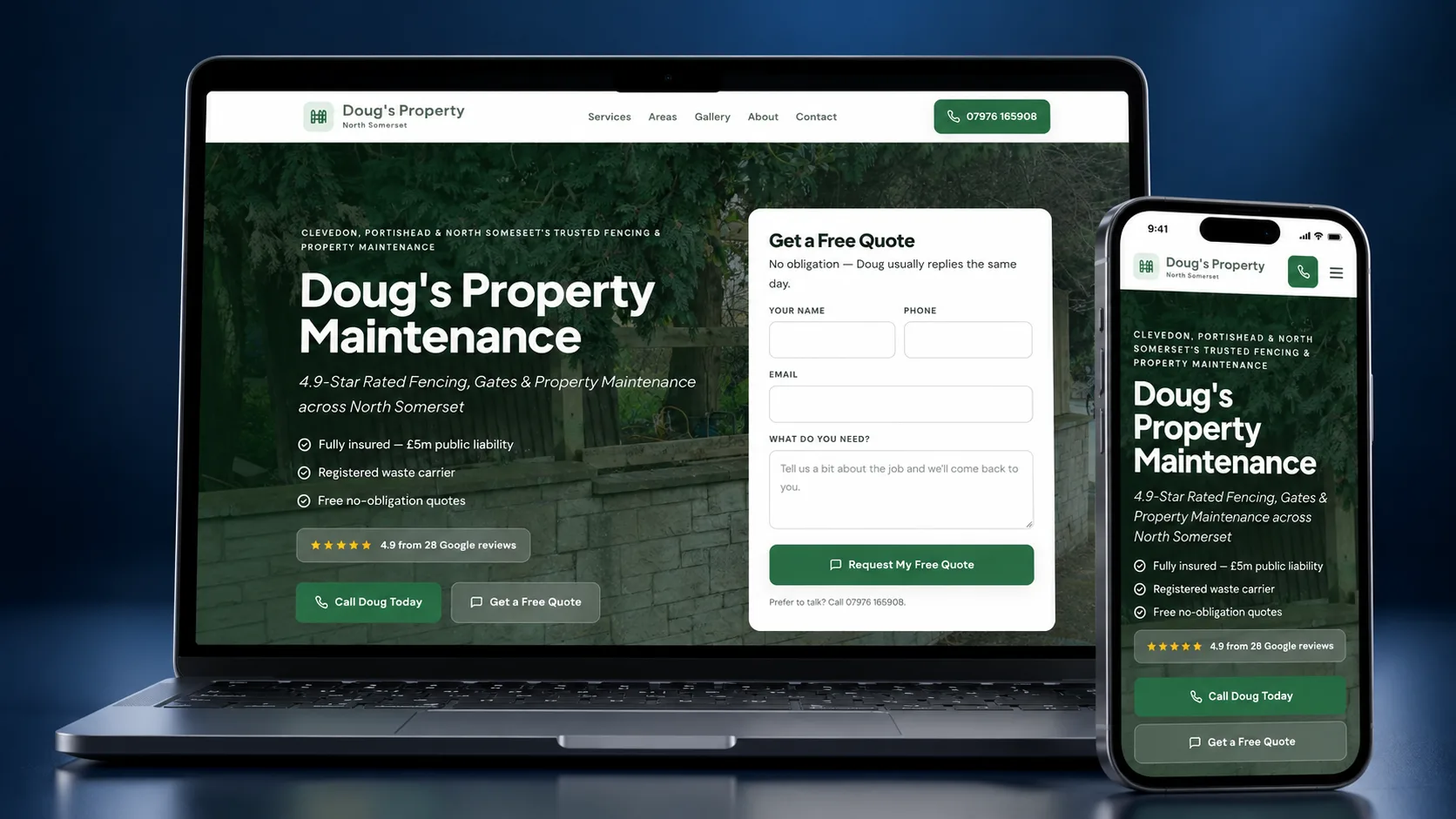 Doug's Property Maintenance website, property maintenance in Clevedon and Portishead, Somerset