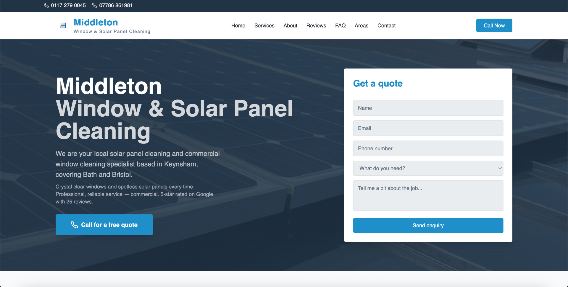 Website built for Middleton Solar Cleaning
