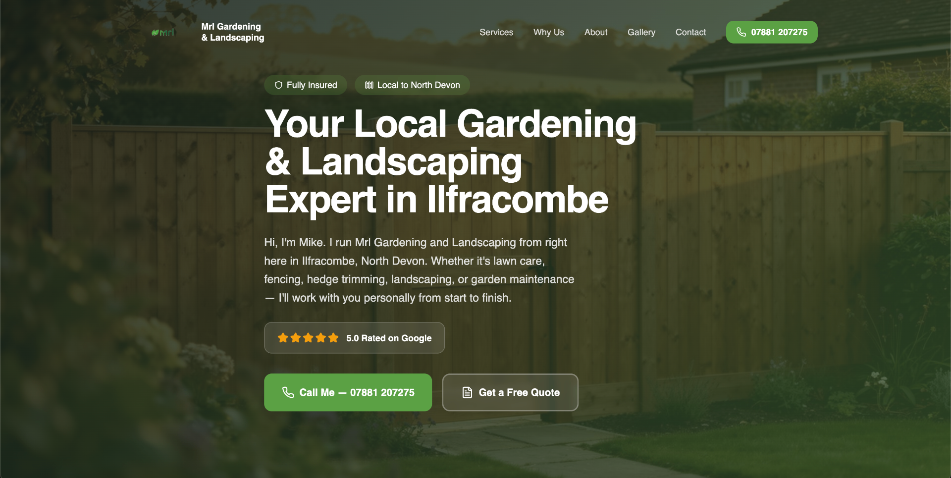 Website built for MRL Gardening & Landscaping