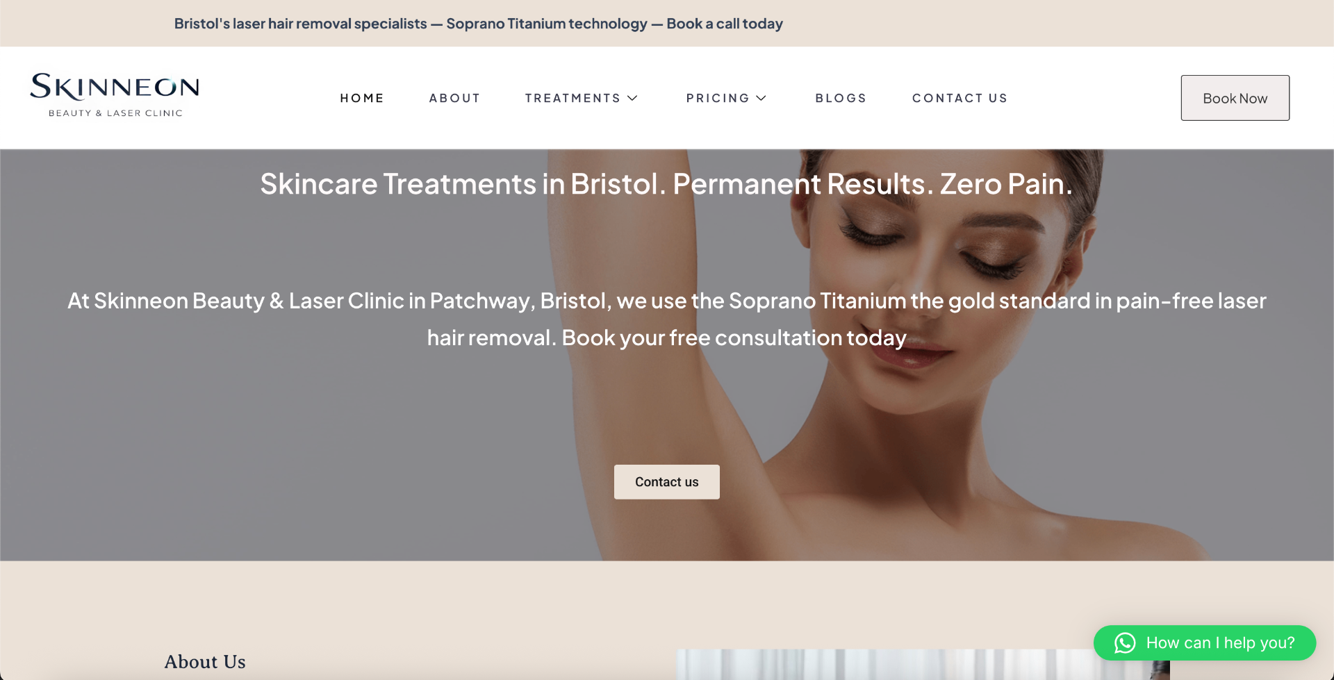 Skinneon Beauty & Laser Clinic homepage ranked on Google by Agass Marketing Solutions