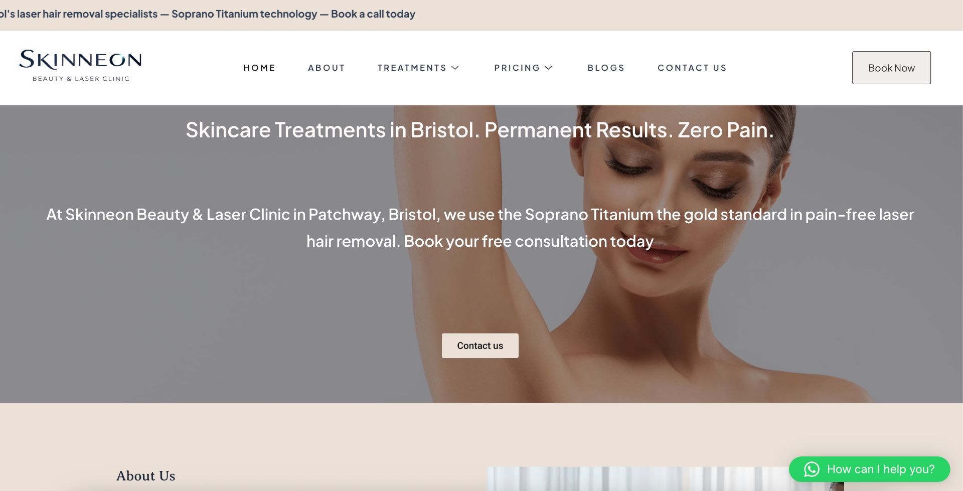 Website built for Skinneon Beauty and Laser Clinic