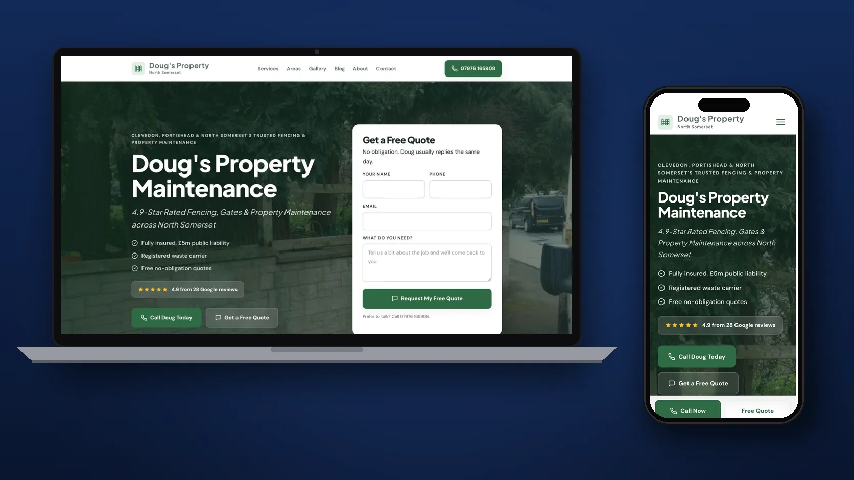 Website built by Agass Marketing Solutions for Doug's Property Maintenance, North Somerset