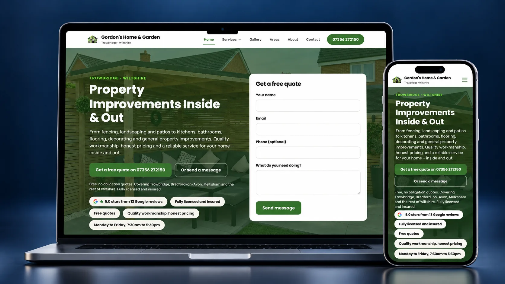 Website built by Agass Marketing Solutions for Gordon's Home & Garden in Trowbridge, Wiltshire