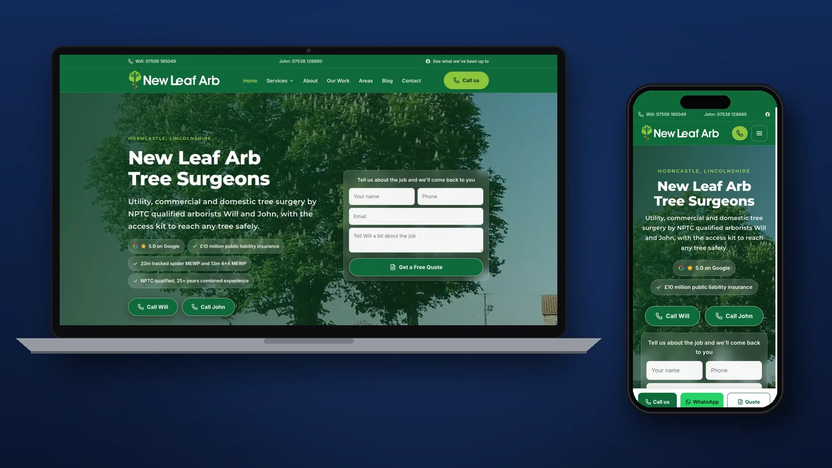 Website built by Agass Marketing Solutions for New Leaf Arb Tree Surgeons
