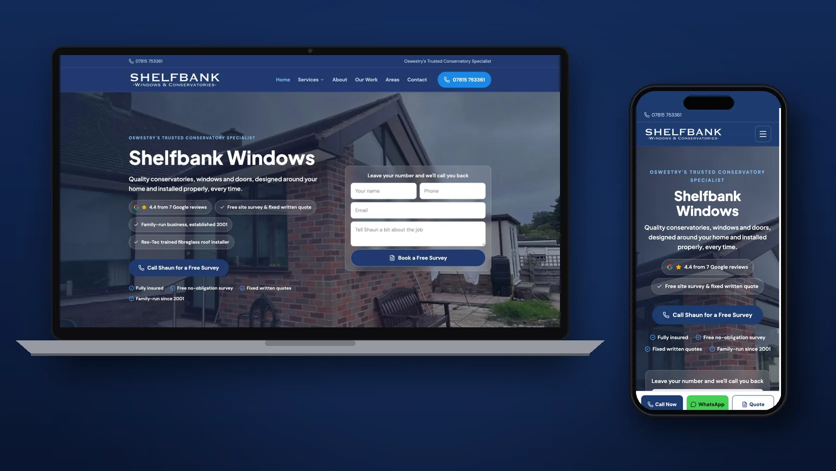 Website built by Agass Marketing Solutions for Shelfbank Windows & Conservatories